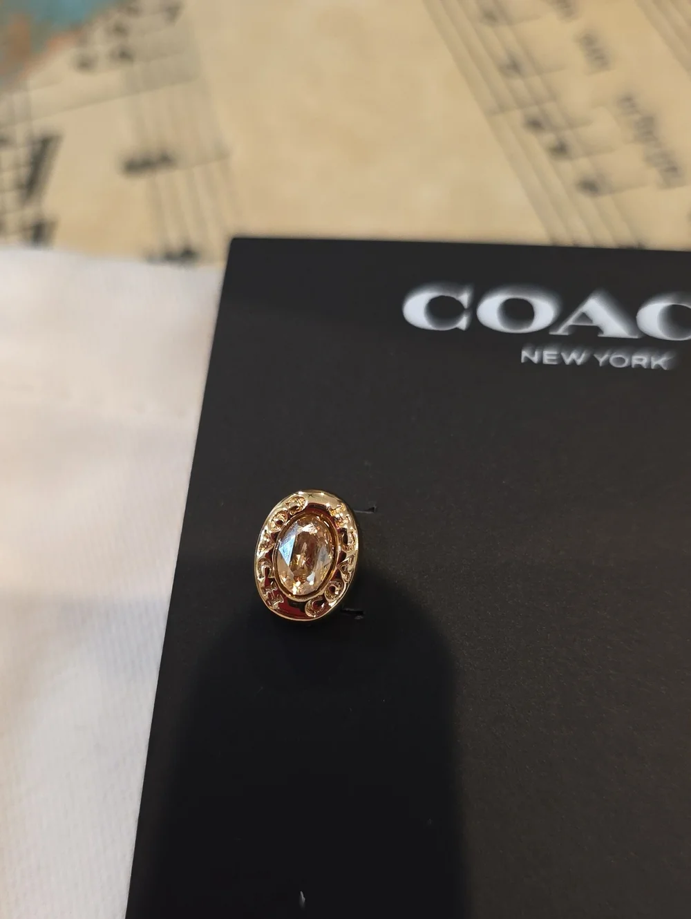 Coach Pale Pink Gem Oval Studs